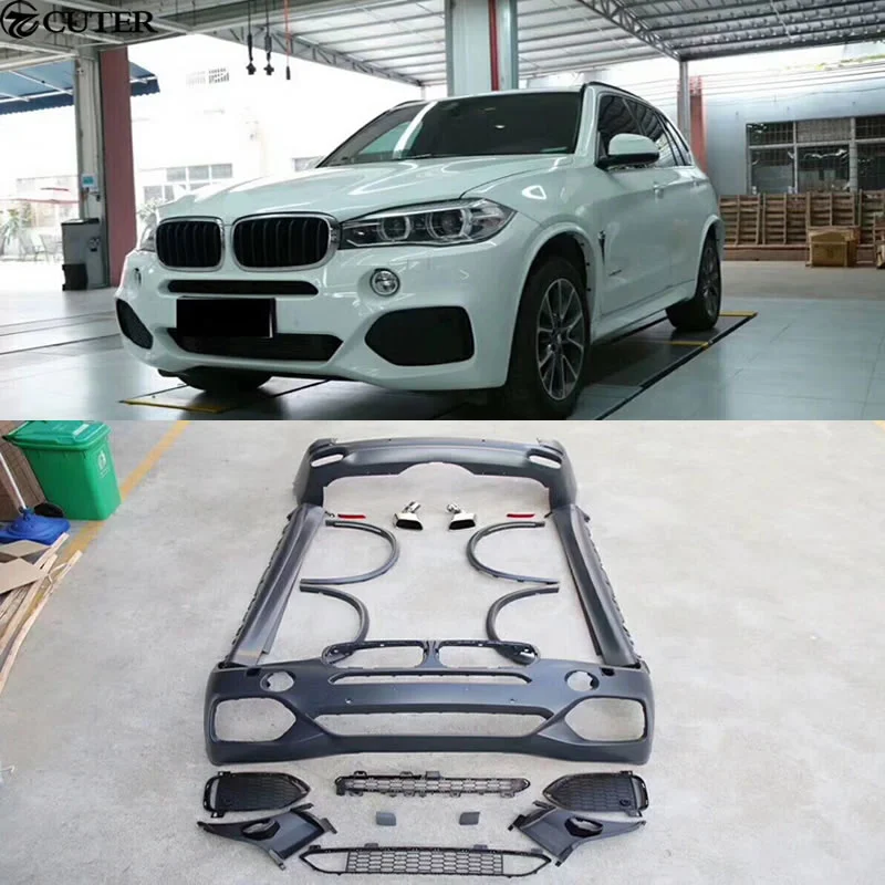 F15 X5 Kit Carrozzeria Frp Non Verniciato Paraurti Posteriore Anteriore Sopracciglia Rotonde Minigonne Laterali Per Bmw F15 X5 M-Tech Style 2015