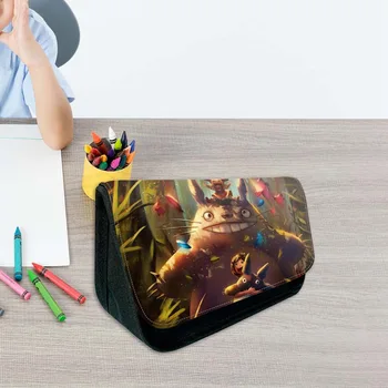 

Hot New Miyazaki Totoro Purse Pen Cases Pouch Lovely Cartoon Anime Totoro Stationery Holder Pencil Purse Leather Cosmetic Bag