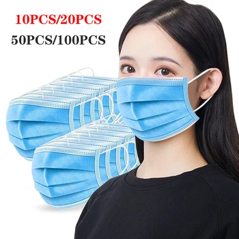 

50PCS Anti-Dust 3 layer ear-hanging Dustproof Disposable Earloop Face Mouth Masks household Protective Cover Masks test kids
