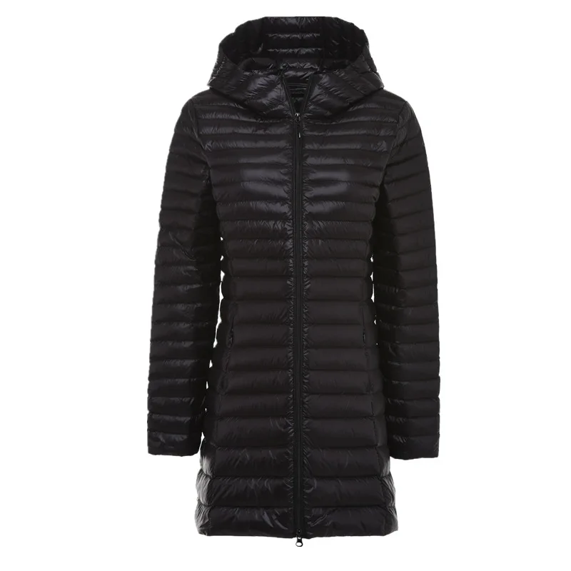 QPFJQD Autumn Outwear 90% White Duck Down Jacket Women Long Winter Coat Ladies Hooded Parka Korean Female Light Warm Slim Jacket