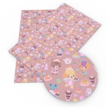 

30*140cm Discontinuous Animal Printed Faux Synthetic Leather Fabric for Bows DIY Handmade Materials,1Yc11498