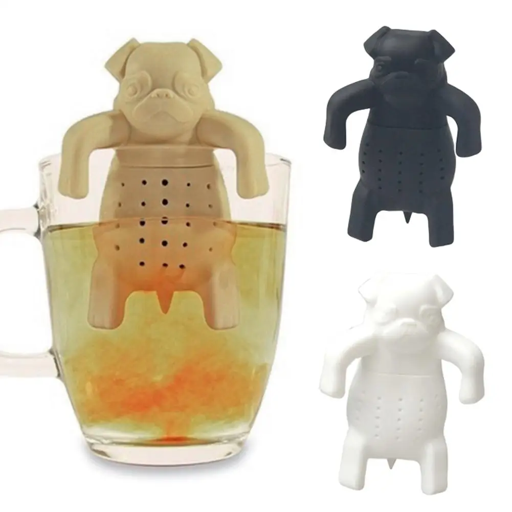

New Silicone Lovely Pug Shape Coffee Tea Infuser Teapots Tea Filter Herbal Strainer Filter Teapots Brewing Making Teapots Tea