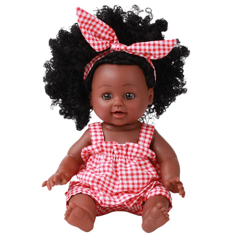 Черный Reborn Baby Doll 30 см Силиконовая виниловая Реалистичная новорожденная кукла