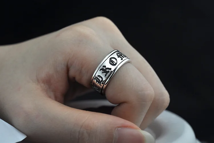 925 Серебряное кольцо ретро тайское серебряное кольцо для мужчин женщин готическое серебряное кольцо с надписью