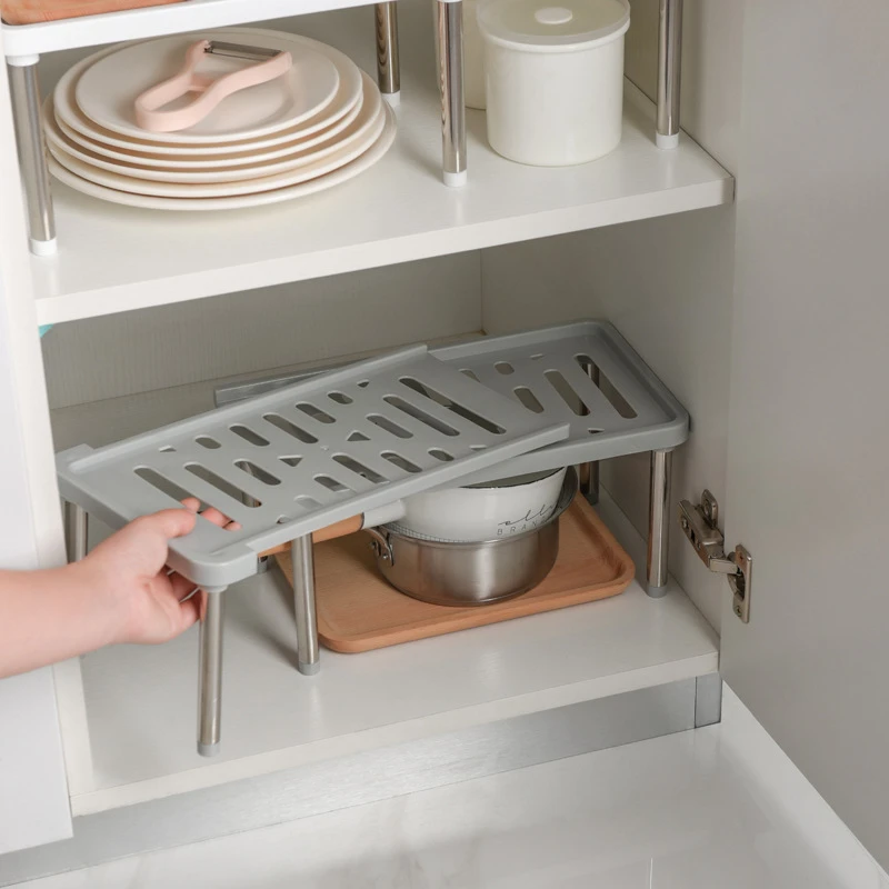 Cabinet Shelf Organizers Stackable Expandable Set of 2 Metal Kitchen Counter  Metal Shelves Pantry Bedroom Storage Racks 2pcs - AliExpress