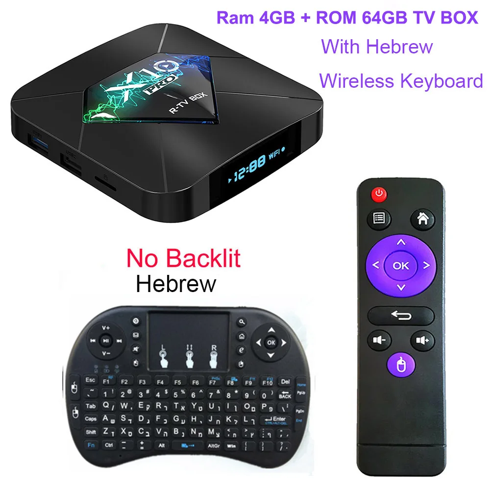 64G With He keyboard X10 Pro Android 9,0 Smart tv BOX S905X2 DDR 4 GB 32GB 64GB 2,4G 5GHz Wifi Поддержка USB3.0 BT4.0 4K 3D Netflix Android ТВ-плеер - Цвет: 64G With He keyboard