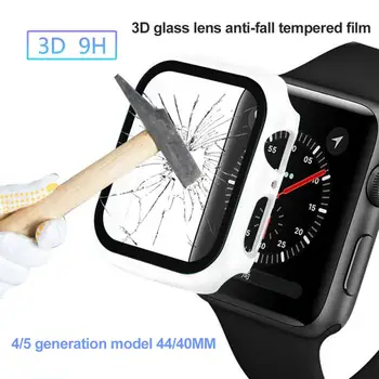 

Cover Case + Glass For Apple Watch Band 44mm/40mm For Apple Watch 6 5 4 Iwatch Screen Protector Accessories Silicone Bumper