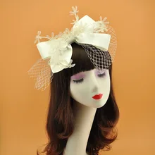 Белый атласный бант заколка для волос головной убор свадебный элегантный сетчатый бант аксессуары для волос Свадебные аксессуары