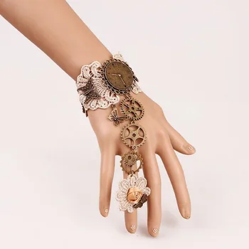 

Free shiping Hot Gothic Lace Retro High-End Bracelet with Gear Watch Series Big Hand Jewelry my orders aliexpress HWASY1804