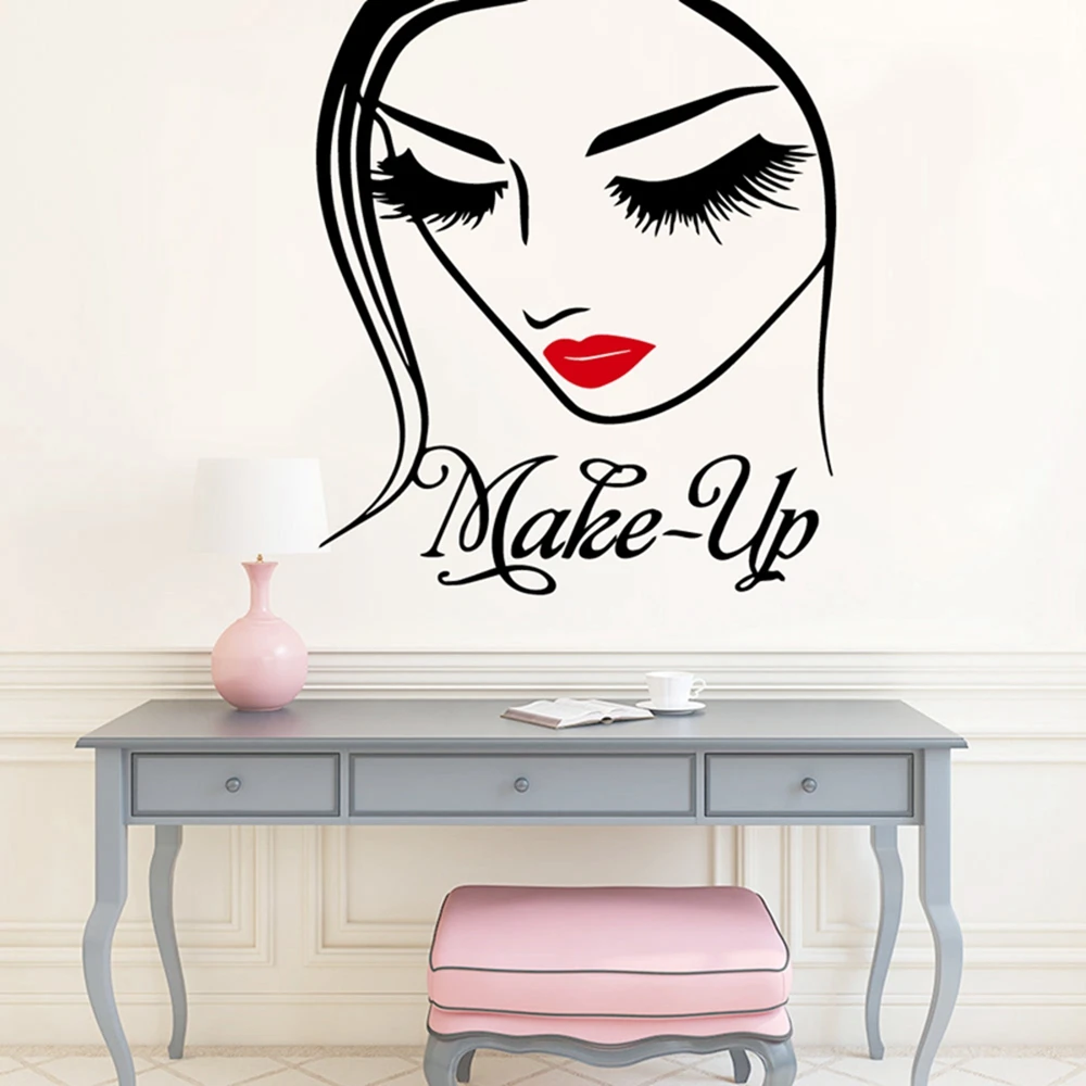 wall stickers near me Beauty Salon Wall Sticker Beautiful Lady Hairdresser For Lady's Red Lips Vinyl Makeup Sticker Hair Hairdo Barbers Decal brick wall stickers