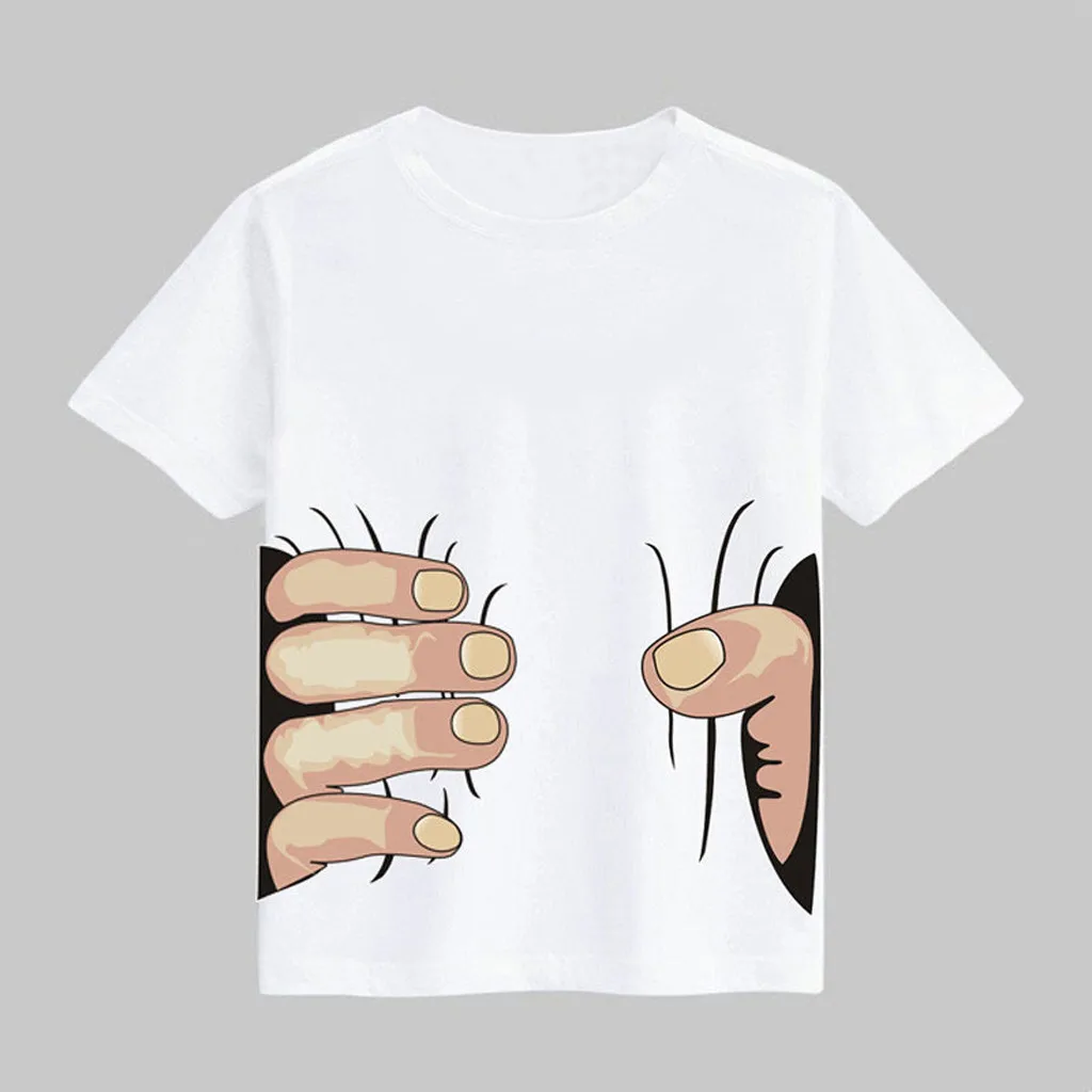 Модная детская одежда для девочек хлопковая Детская футболка с круглым вырезом и рисунком пальцев для маленьких мальчиков топы, футболки, одежда, H5