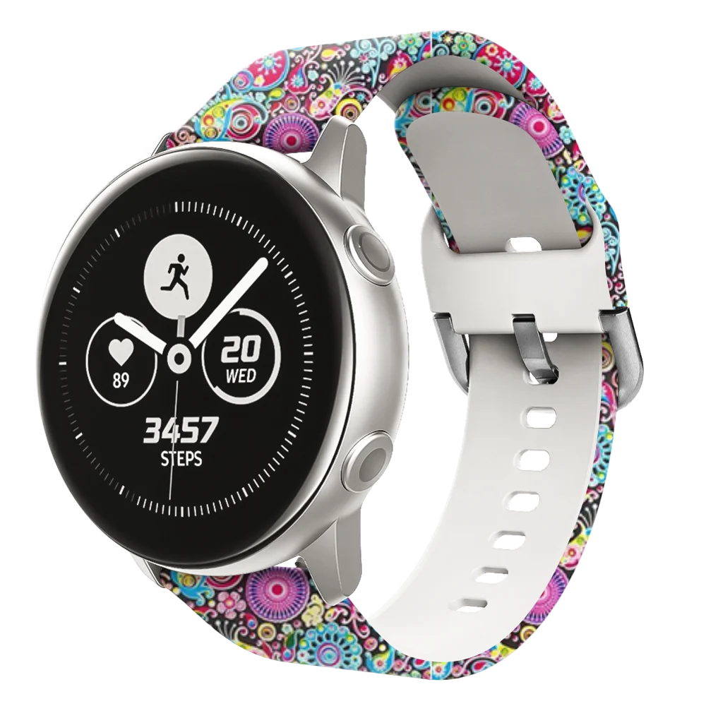 20 мм ремешок для часов с принтом для samsung Galaxy Watch Active 2 ТПУ резиновый сменный Браслет для Galaxy Watch Active