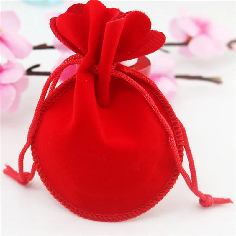 10pcs/lot 7*9cm Multicolor Velvet Bag Drawstring Pouch Calabash Shap Jewelry Packing Bags Wedding/Christmas Gift Bag