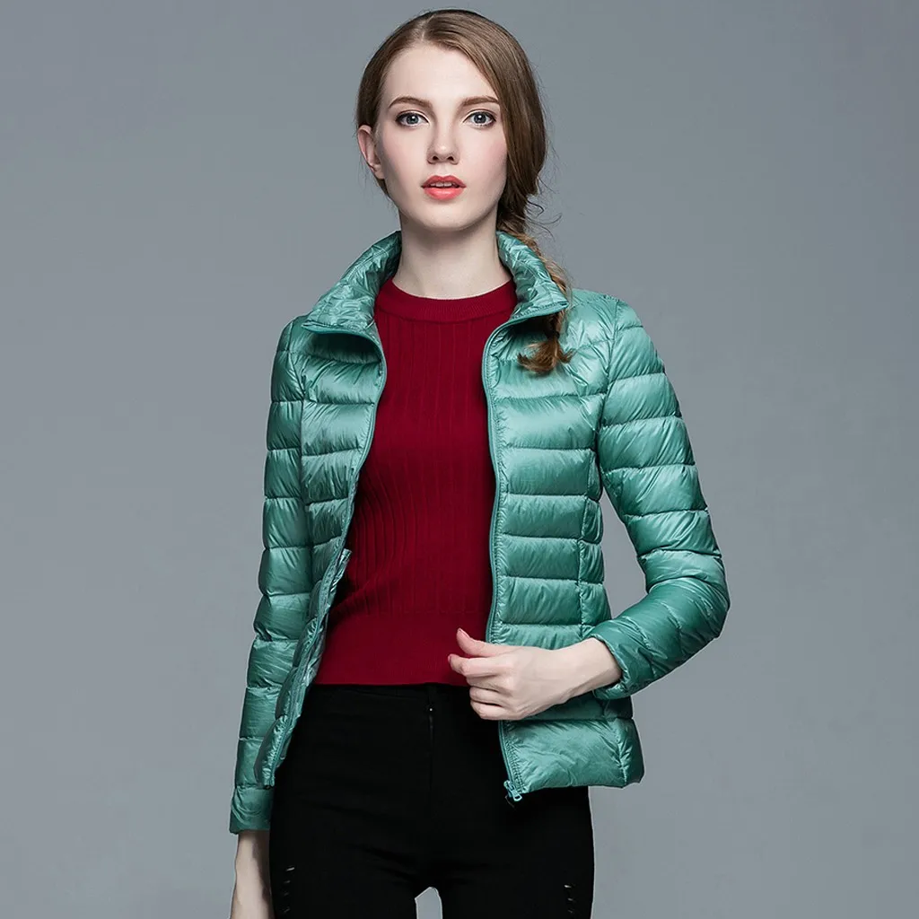 Abrigos mujer invierno зимнее пальто для женщин легкий пуховик куртки тонкий длинный рукав пальто chaqueta mujer ropa