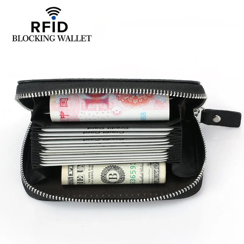 Новое поступление RFID блокирующий кошелек для карт из углеродного волокна деловой клатч держатель для карт для мужчин и женщин на молнии одноцветная Повседневная сумка для карт