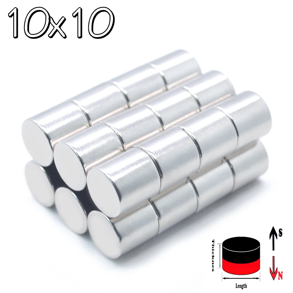 

200 pcs. 10mm x 10mm Strong Magnets 10x10 Cylinder Round Rare e Art H ND-FE-B New Art Craft Joints 10x10mm 10 * 10mm