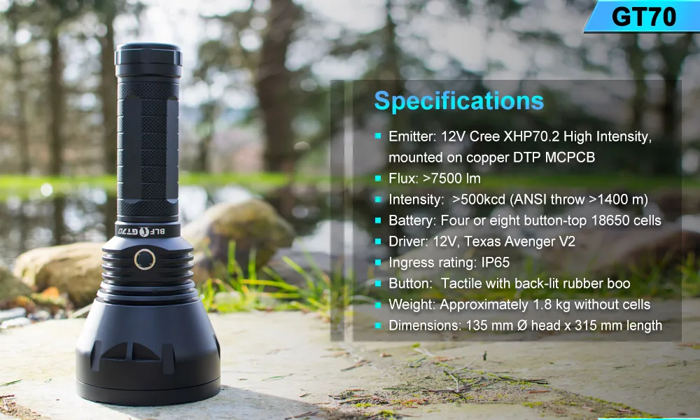 Светодиодный фонарь Lumintop BLF GT70 Cree XHP70.2 7500 люменов 2000 метров, тактический фонарь с батареей 18650 для поиска