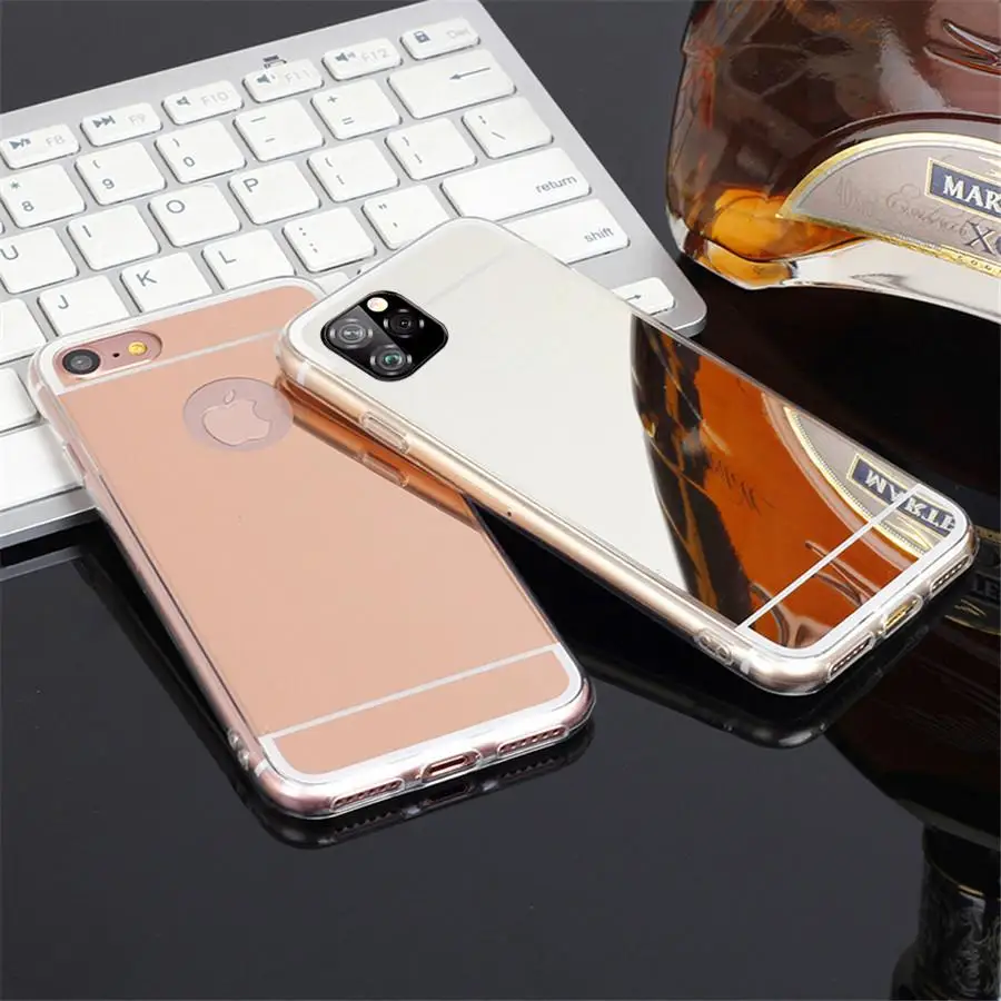 Модный зеркальный чехол цвета розовое золото для iPhone 11 Pro Max 2019 ультра тонкий
