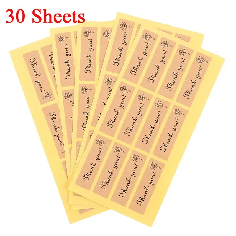 30 Sheets Thank You Stickers Self Adhesive Sealing Sticker Kraft Paper Label DIY For Gift Wrapping Crafts | Дом и сад