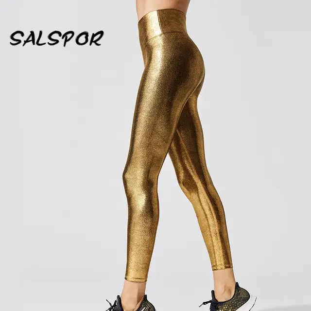 SALSPOR Plus Size Bronzing Leggings Women Sexy High Waist Skinny Push Up Gym Clothing Fitness Workout Legging Slim Pants 3XL 5
