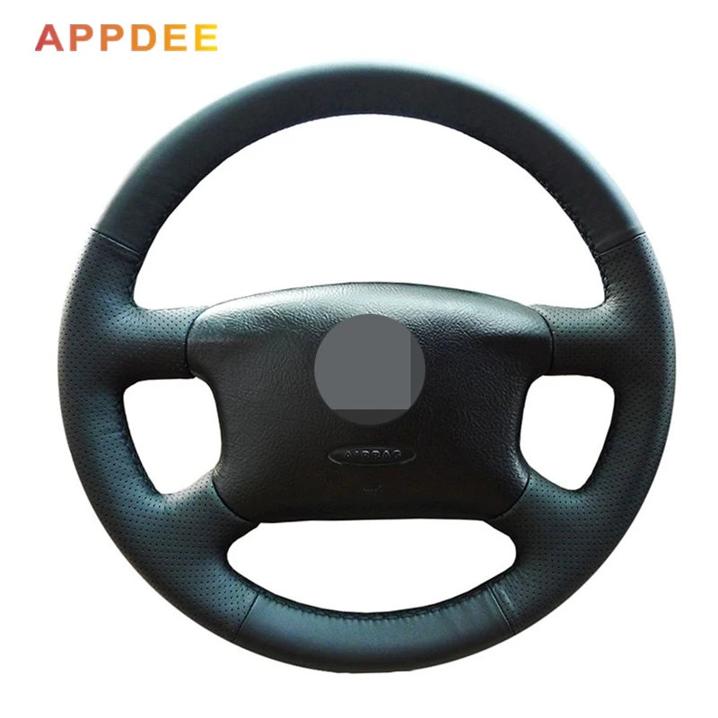 Прошитая вручную черная кожаная оплетка на руль для Volkswagen Passat B5 VW Golf 4|leather steering wheel