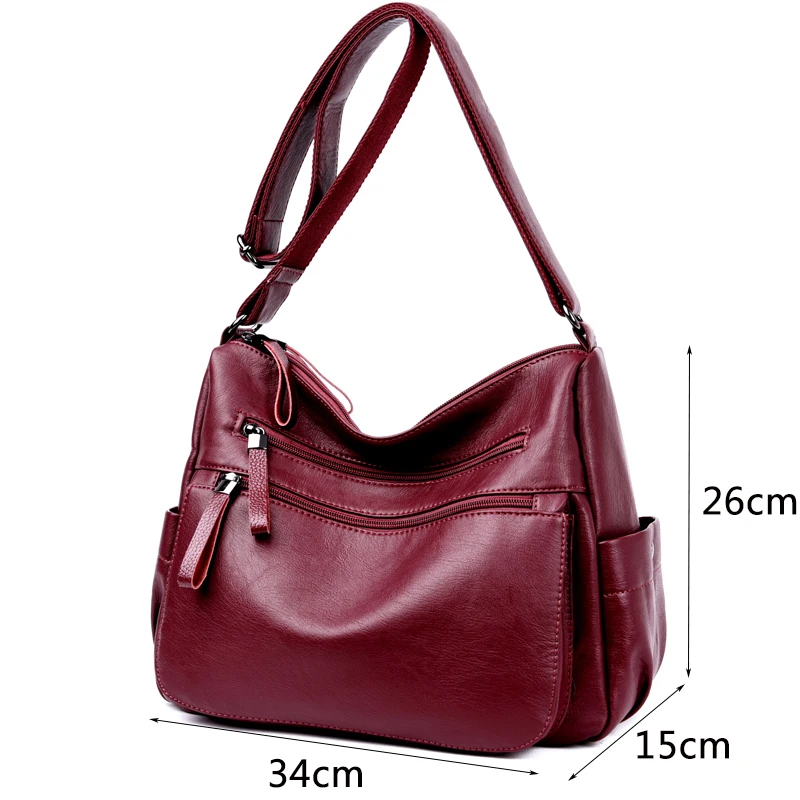 Многие карманные Большие сумки через плечо для женщин 2019 Sac A Main Femme кожаные