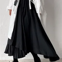 Новая модная женская длинная юбка макси с разрезом, винтажная Женская плиссированная юбка средней длины, необычная юбка с высокой талией, ZA2418