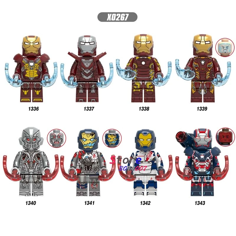 Одиночный Мстители эндшпиль Железный человек легионы альтрон Mark17 Mark33 Mark43 Mark45 военная машина перец строительные блоки детские игрушки