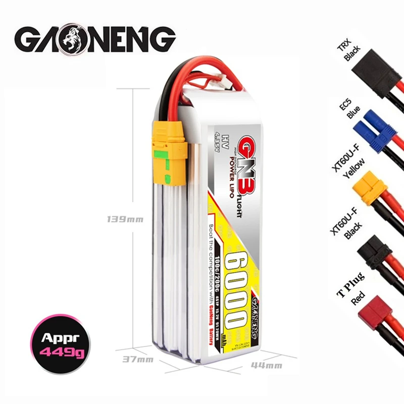 1/2/3PCS GNB 6000mAh 4S 15.2V MAX 200C HV Lipo Battery With XT60 XT90 T Plug For FPV Drone RC Helicopter Car Boat UAV RC Parts