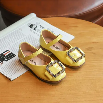 

Girl Leather Shoes Low Heeled Dancing Shoes Girls Kids Baby Autumn Children Princess Rhinestone Soft Bottom SZ089