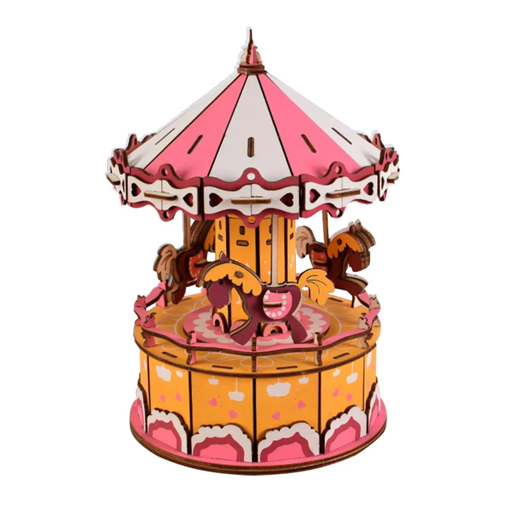 3D деревянная головоломка, Рождественская игрушка-музыкальная шкатулка, DIY Модель, набор для рукоделия, украшение дома, Рождественский праздничный подарок для детей, Juguete de navidad# J