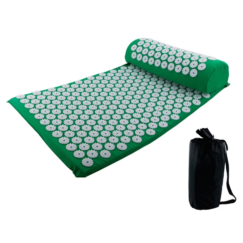 mat with pillow Массажная подушка для иглоукалывания, наборы для снятия стресса, боли в спине, акупрессура, коврик/подушка для массажа, розовый шип, массаж и релаксация - Цвет: mat with pillow