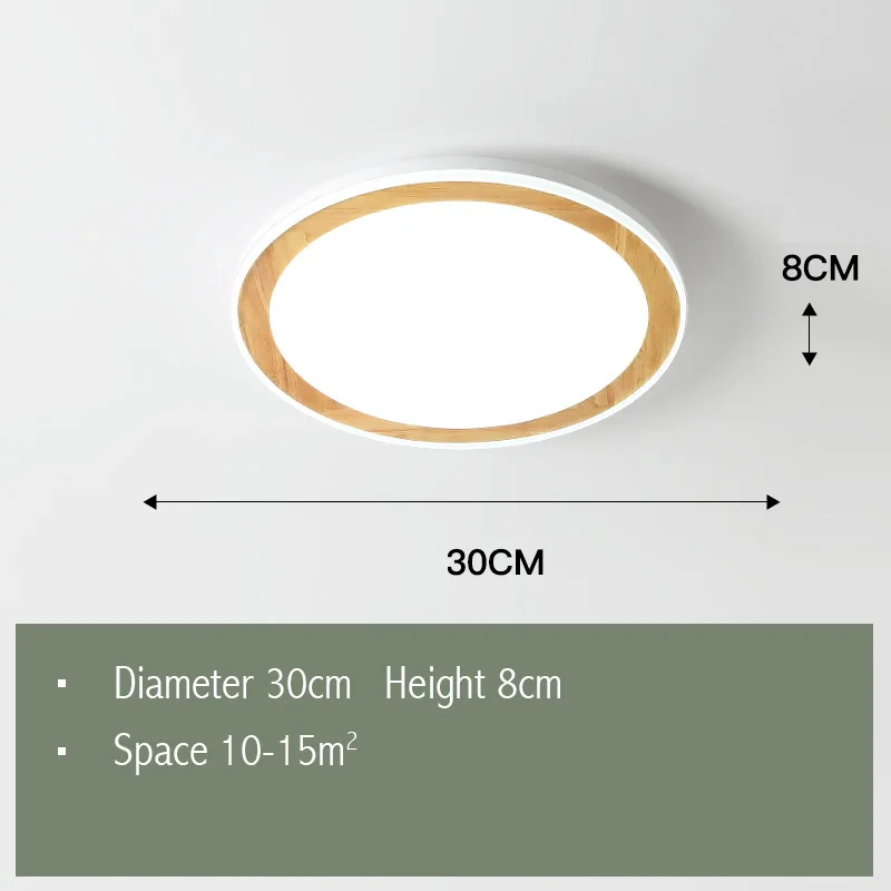 FSS современный прямоугольный потолочный деревянный светильник светодиодный потолочный светильник для гостиной спальни украшение лампы домашние осветительные приборы AC90-260V - Цвет корпуса: Dia 30CM