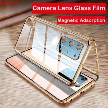

Magnetic Phone Case For Huawei P40 Pro Mate 30 Mate 20 P30 Nova 6 7 SE Pro Camera Lens Glass Metal Bumper Honor 30S 9X V30 Case