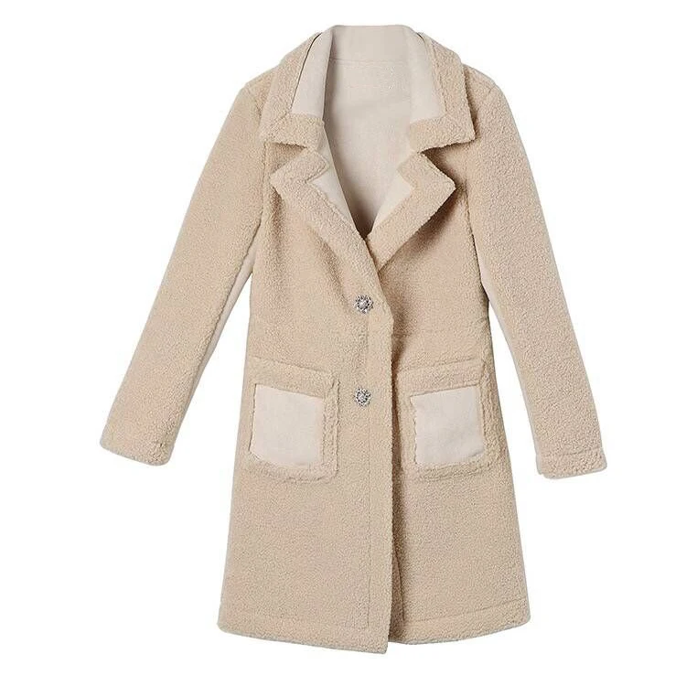 Женское пальто из искусственного меха зимнее теплое длинное пальто из искусственного меха ягненка куртка из искусственной замши тонкая верхняя одежда из флока Женское пальто