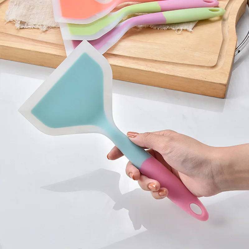 Non-Stick Silicone Spatula Omelette Pan Turner Beef Meat Egg Cooking Spatulas Wide Pizza Shovel Kitchen Scraper Cooking Utensils
