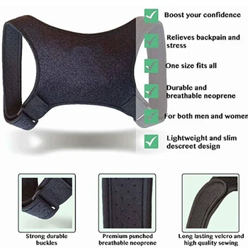 Adjustable Brace Support Belt Adjustable Posture Corrector Back Belt Posture Corrector Clavicle Spine Back Shoulder Lumbar 5