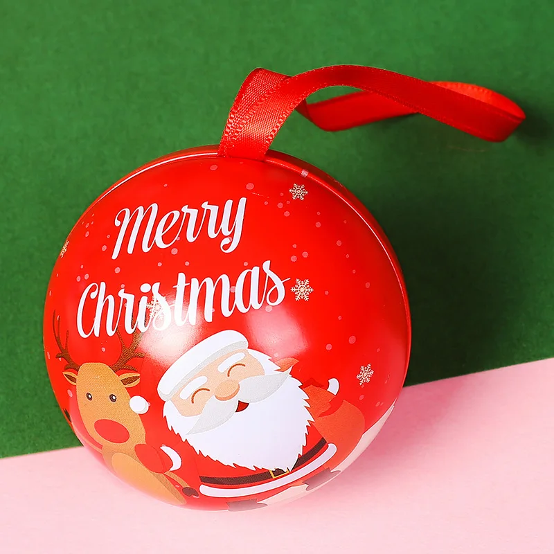 Рождество Санта Клаус Снеговик мяч железные металлические конфеты коробка для хранения висячие орнаменты дерево декор конфеты Рождественская подарочная коробка украшения - Цвет: B