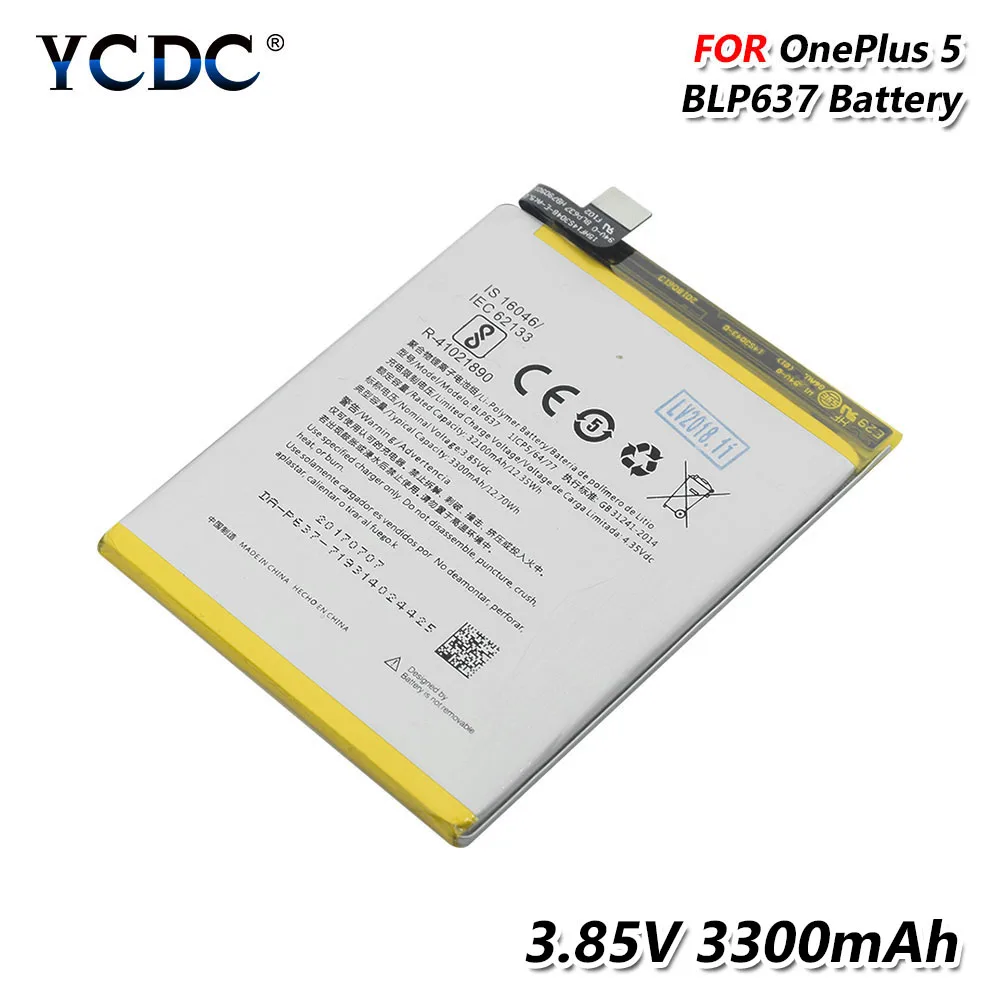 Замена батареи телефона для OnePlus 5 / 5T 3 85 V BLP637 BLP 637 3300mAh литиевая батарея с Pcb