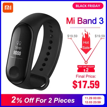 

In Stock Xiaomi MiBand 3 Mi band 3 Fitness Tracker Heart Rate Monitor 0.78'' OLED Display Bluetooth 4.2 For Android IOS