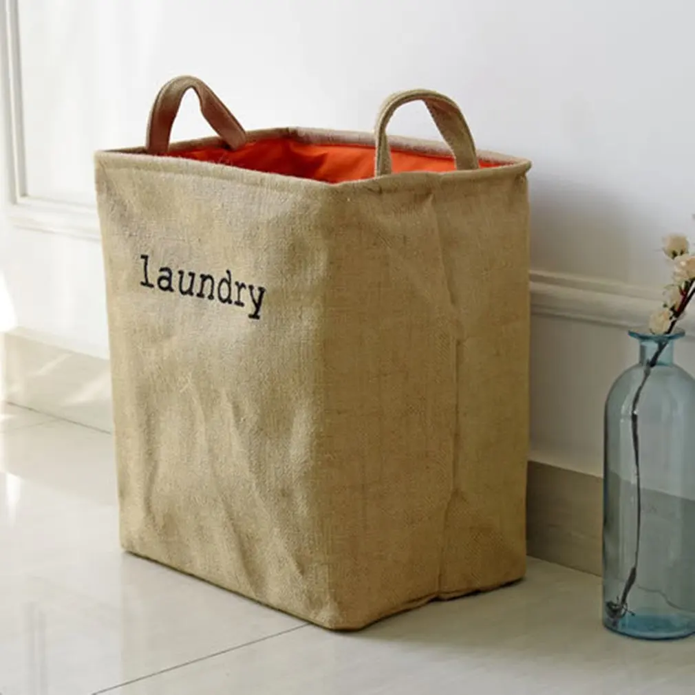 

Jute thicker lining dry cleaner Multi-function Storage Clothes Bag Dirty Laundry Kids Toys Living Room Sundries Basket