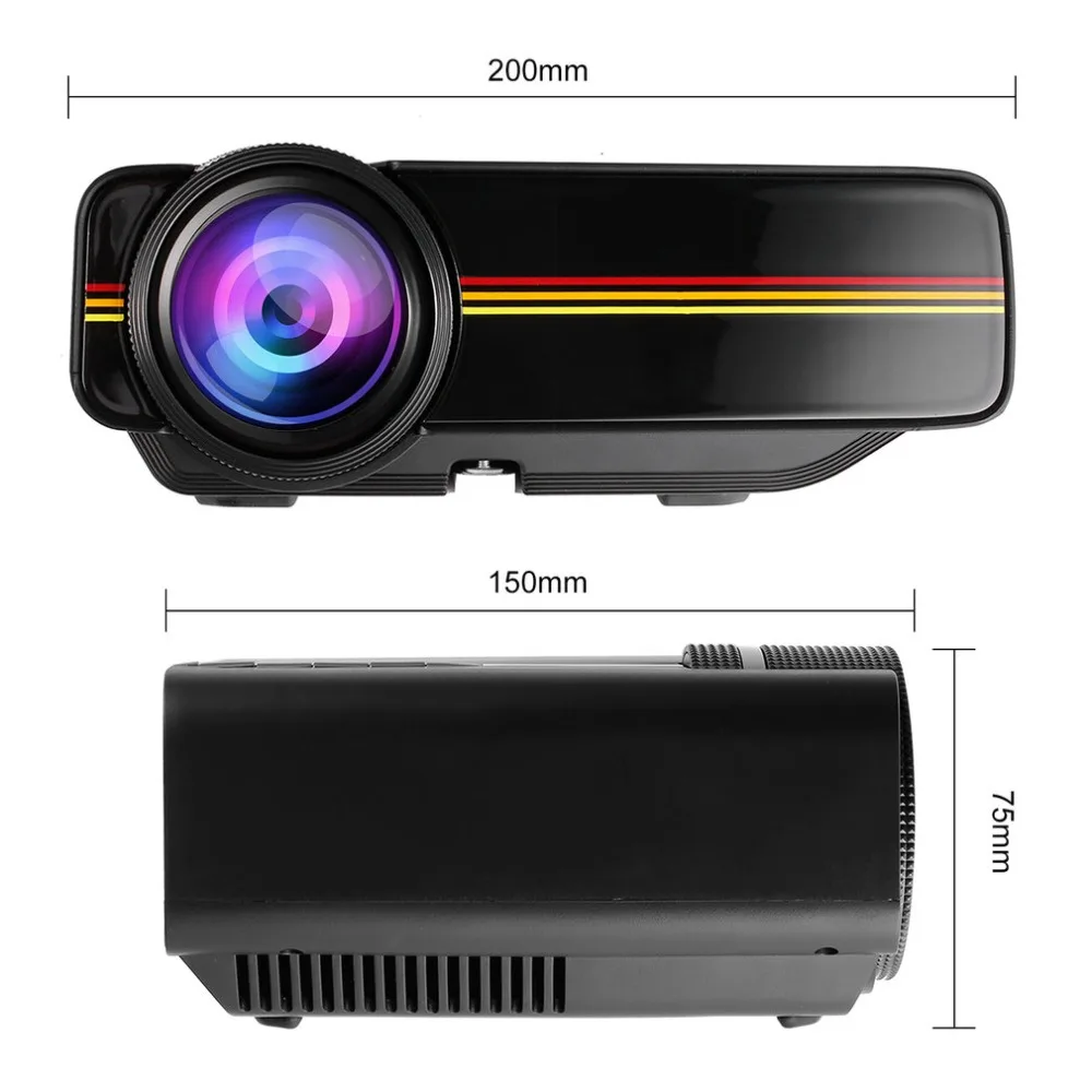 YG400 Mini Projector 1200 Lumens HD LED Video Home Theater Cinema Wired 1080P-HDMI Multimedia Player Digital Projector Beamer US