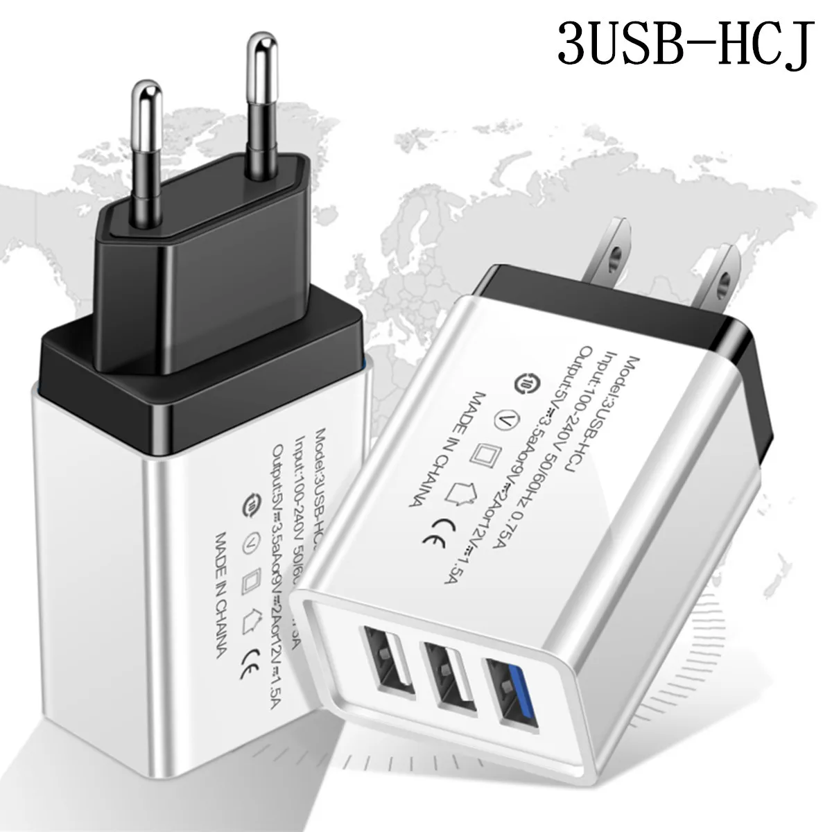 3 порта портативное зарядное устройство с USB 5 В 2A мобильный телефон быстрое для