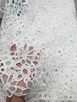 

factory offers popular African Cord Lace Fabric super Quality guipure lace fabric For Evening party Dresses In Pure white