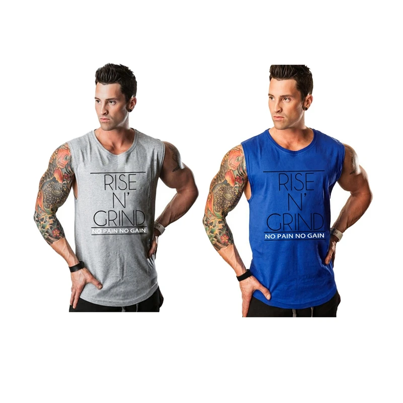 Muscleguys, 2 шт., Мужская одежда для бодибилдинга, мужская майка без рукавов, майка для фитнеса, спортивная одежда, хлопок