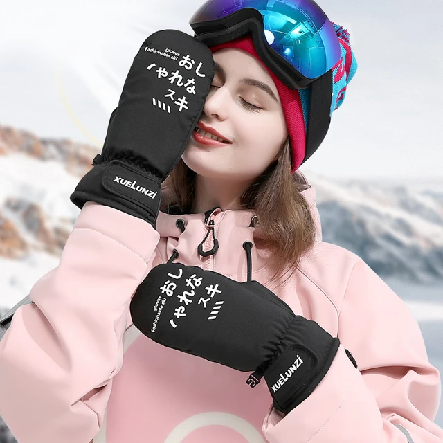 Guantes de esquí cálidos para mujer, manoplas de invierno para