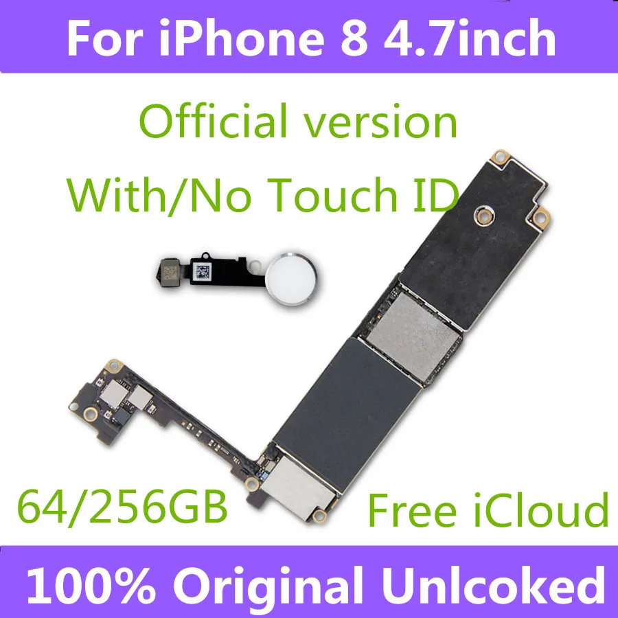 100% оригинальная разблокированная материнская плата для iPhone 8 4 7 дюйма с/без Touch ID с