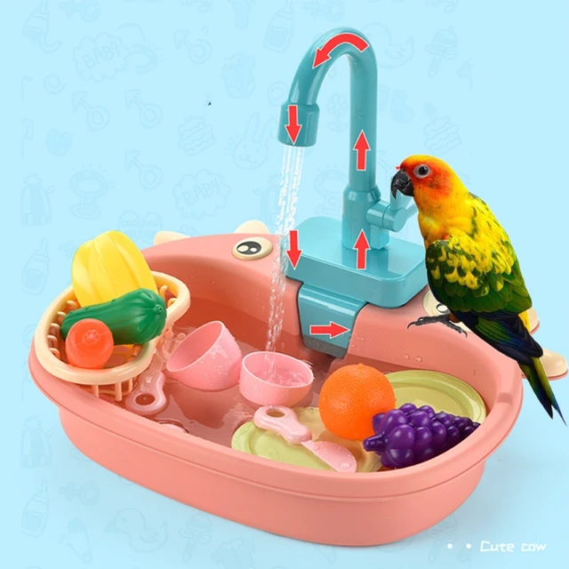 Oiseau baignoire mangeoire bol perroquet douche automatique baignoire piscine avec robinet simulation de jouer vier de