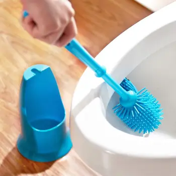 

TPR Brush Strong Decontamination Toilet Brush with Base Toilet Inside Ball Brush Household Bathroom Silica Gel Cleaning Brushs