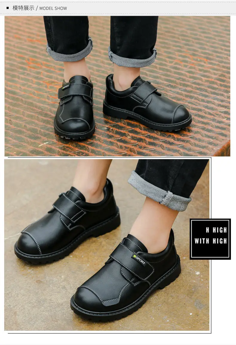 Autumn New Boys Genuine Leather Shoes Black Kids School Shoes British Style Children's Performance Shoes Student Party Shoes girls leather shoes